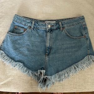 Topshop denim shorts.